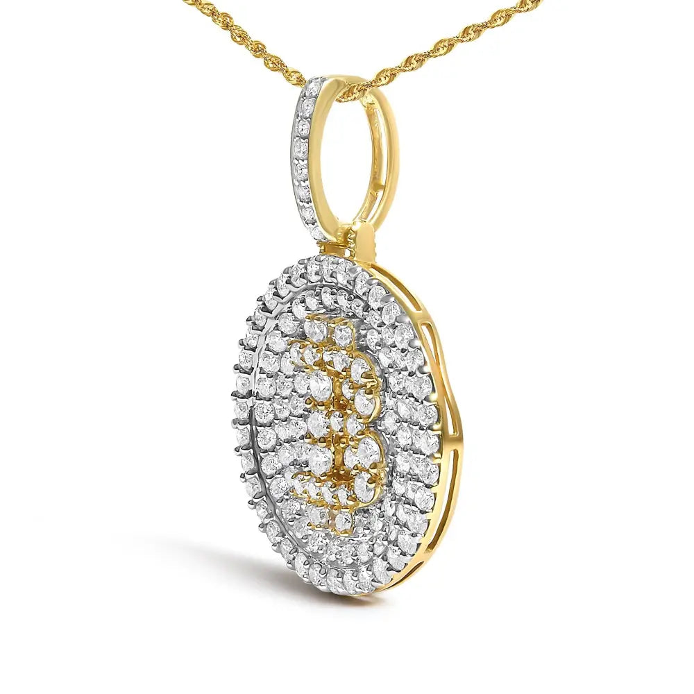 2 1/3 cttw diamond bitcoin letter b coin pendant in 10k yellow gold bijoux-nyc direct