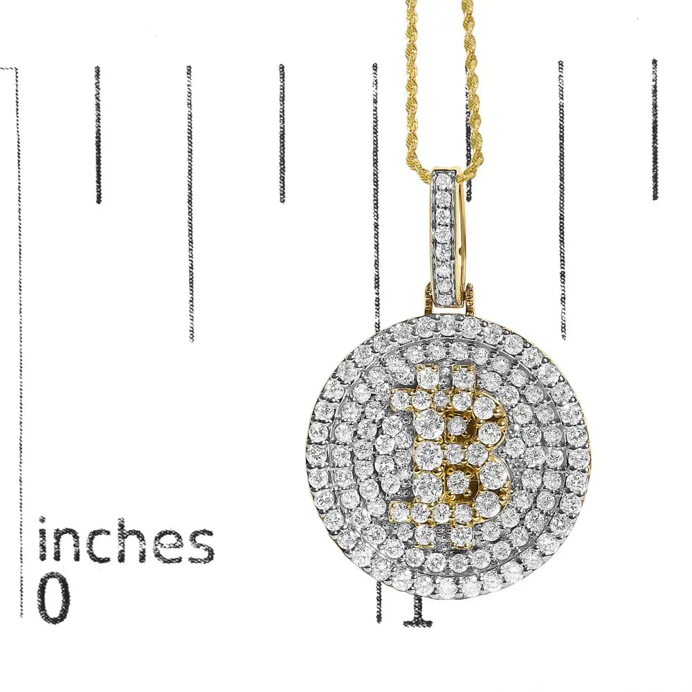 2 1/3 cttw diamond bitcoin letter b coin pendant in 10k yellow gold bijoux-nyc direct