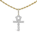 Diamond cluster ankh cross pendant necklace in 10k yellow gold – 1 3/4 cttw bijoux-nyc direct