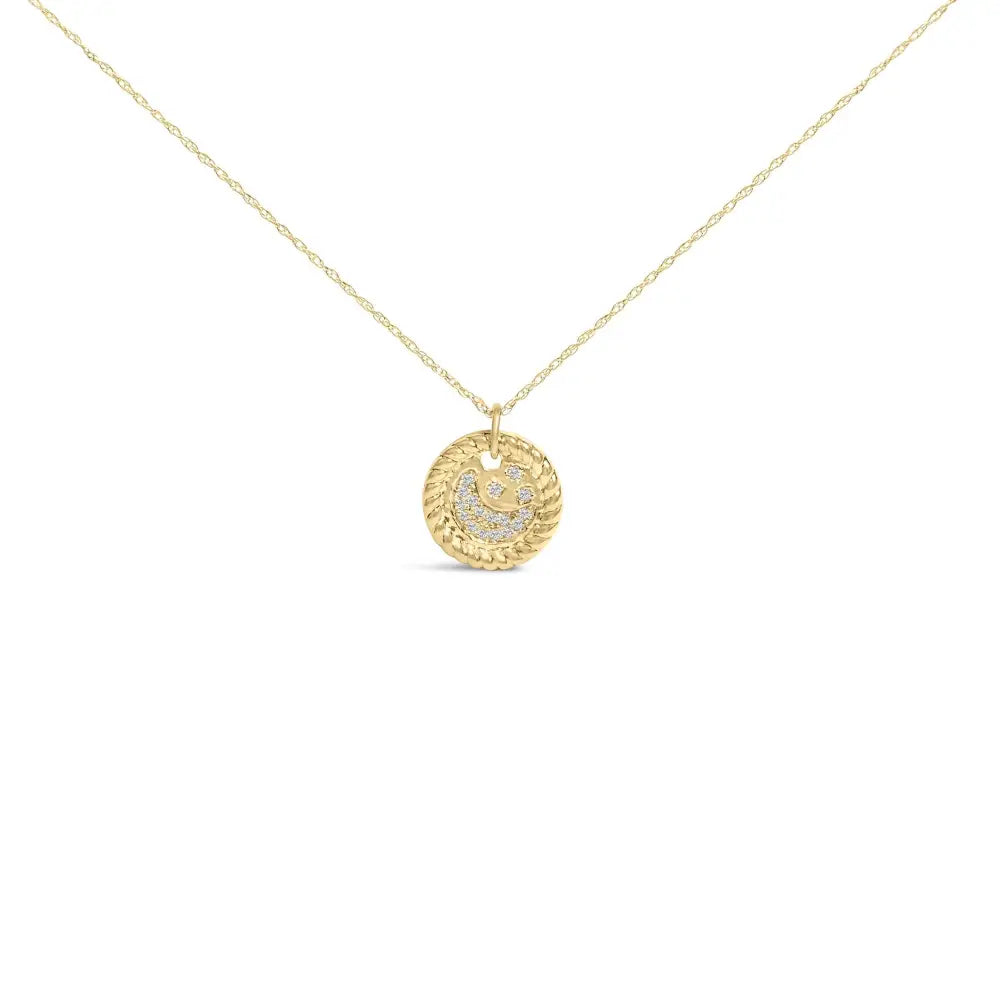 Diamond crescent moon pendant necklace in 10k yellow gold with 18 inch chain bijoux-nyc direct