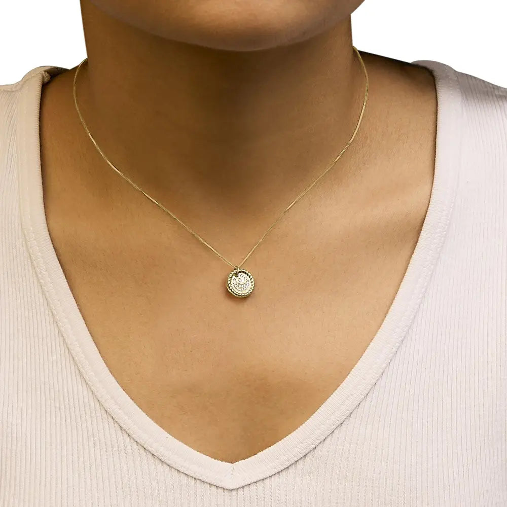 Diamond crescent moon pendant necklace in 10k yellow gold with 18 inch chain bijoux-nyc direct