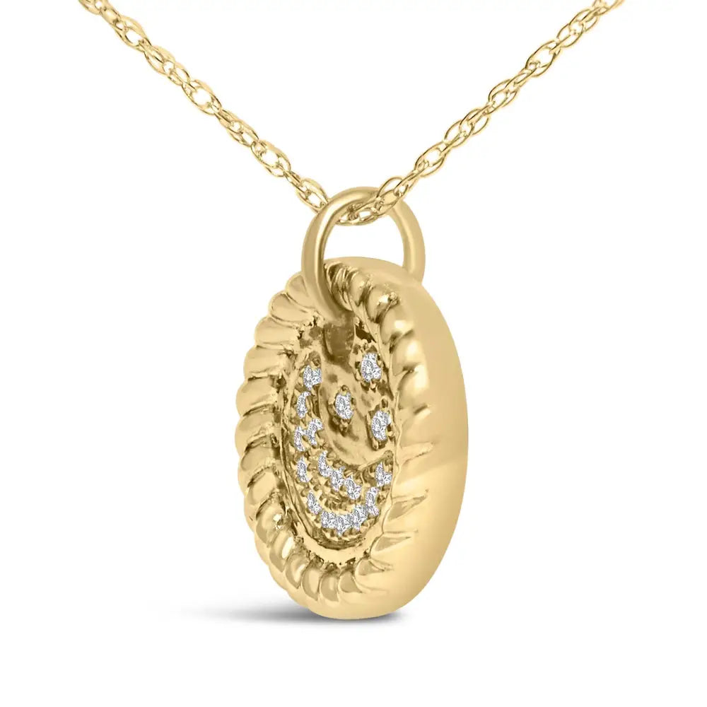 Diamond crescent moon pendant necklace in 10k yellow gold with 18 inch chain bijoux-nyc direct