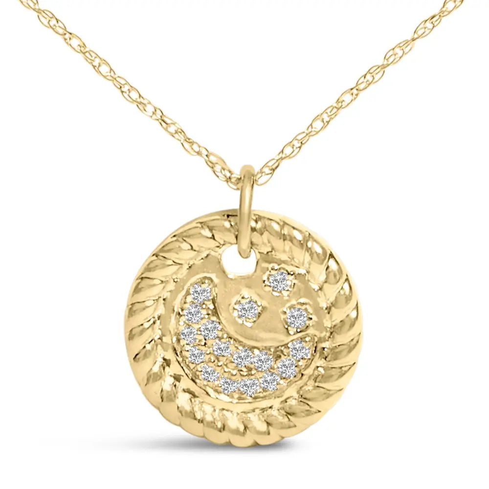 Diamond crescent moon pendant necklace in 10k yellow gold with 18 inch chain bijoux-nyc direct
