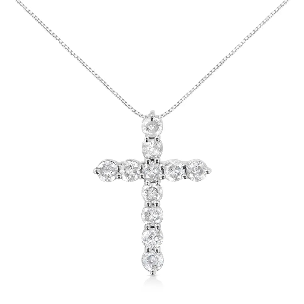Diamond cross pendant necklace in.925 sterling silver 1.00 cttw 18 inch bijoux-nyc direct