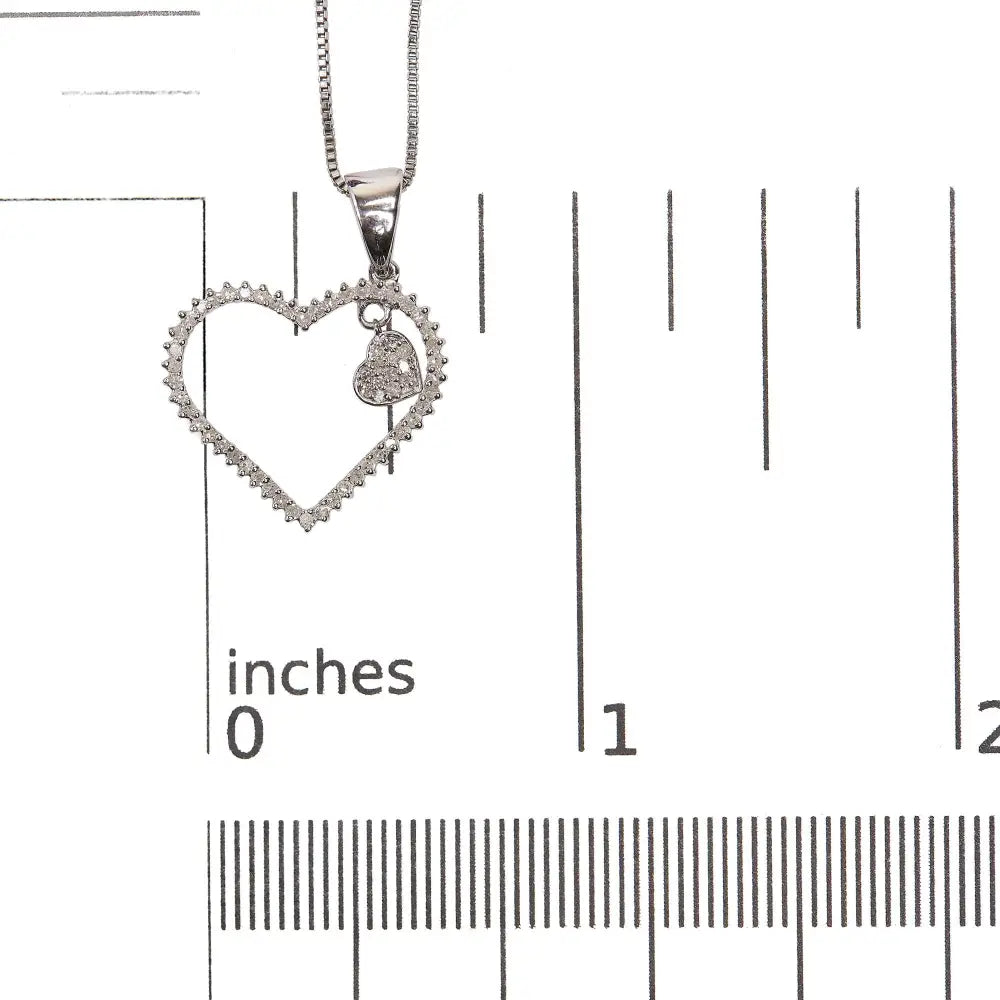 1/3 cttw natural diamond double heart pendant in.925 sterling silver bijoux-nyc direct