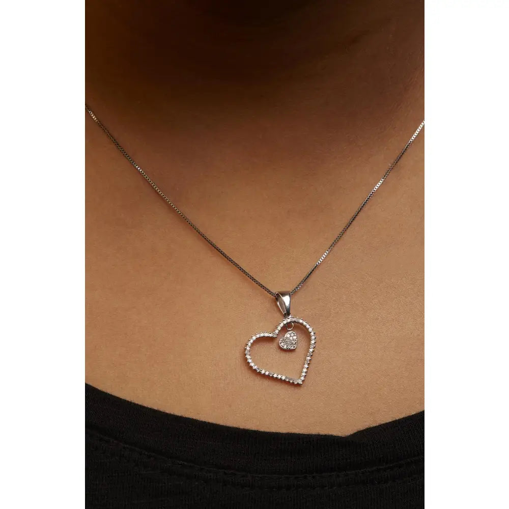 1/3 cttw natural diamond double heart pendant in.925 sterling silver bijoux-nyc direct