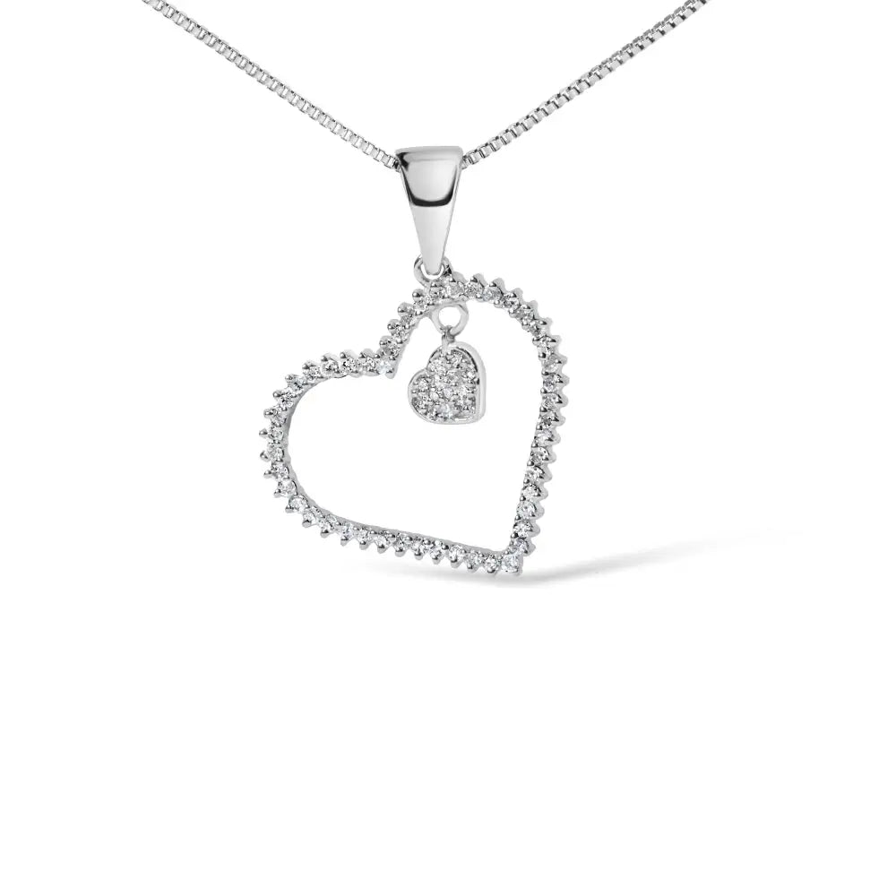 1/3 cttw natural diamond double heart pendant in.925 sterling silver bijoux-nyc direct