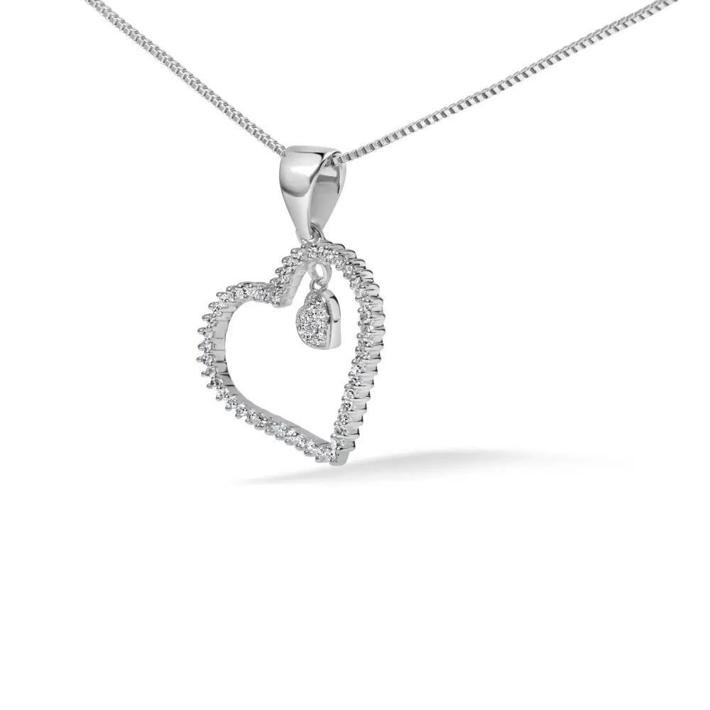 1/3 cttw natural diamond double heart pendant in.925 sterling silver bijoux-nyc direct