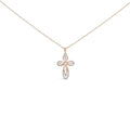 Diamond double loop cross pendant in rose gold plated silver 0.16cttw bijoux-nyc direct