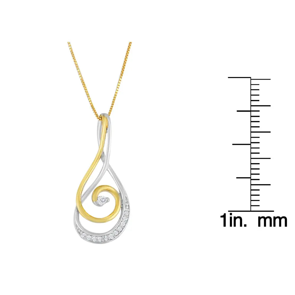 1/6 cttw diamond double spiral pendant in 10k two tone gold bijoux-nyc direct
