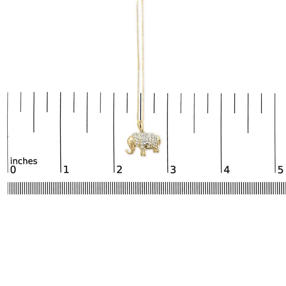 1/5 ct diamond elephant pendant necklace in 10k yellow gold bijoux-nyc direct