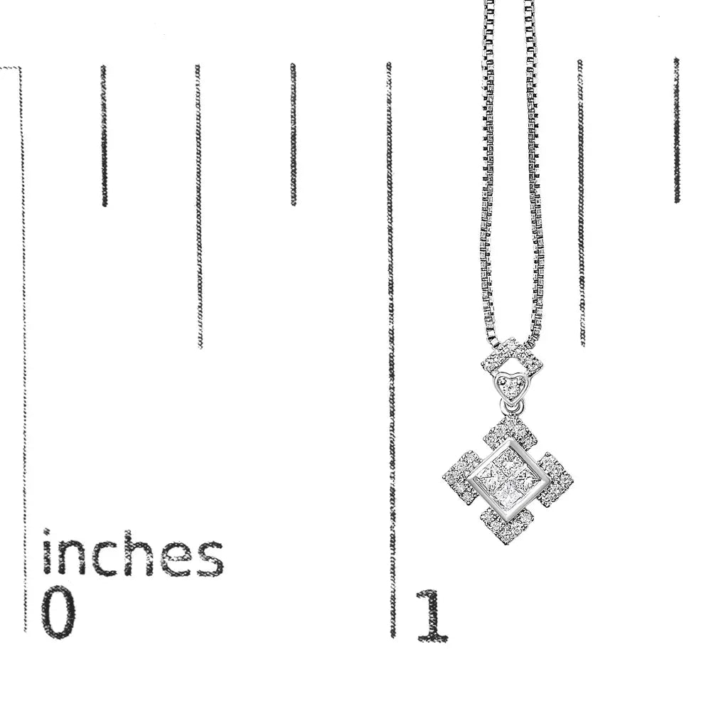 1/5 cttw diamond geometric halo pendant in 10k white gold bijoux-nyc direct