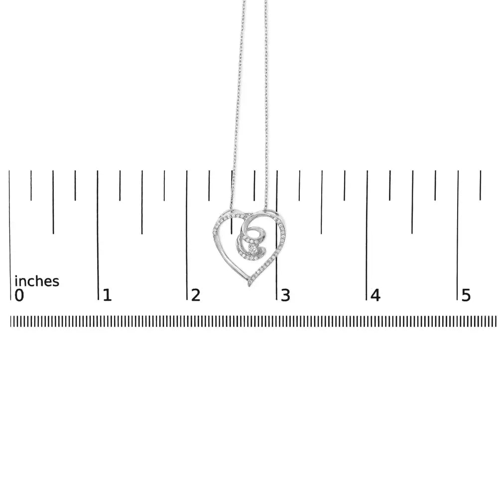 Diamond heart awareness ribbon pendant in sterling silver 1/4 cttw bijoux-nyc direct
