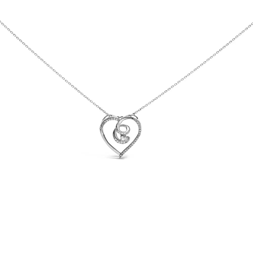 Diamond heart awareness ribbon pendant in sterling silver 1/4 cttw bijoux-nyc direct