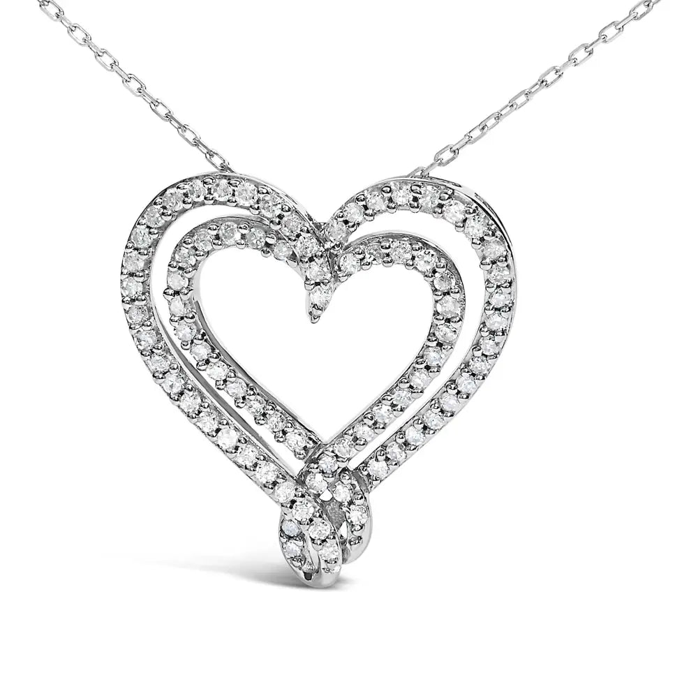 1/2 cttw natural diamond heart pendant necklace in.925 sterling silver bijoux-nyc direct