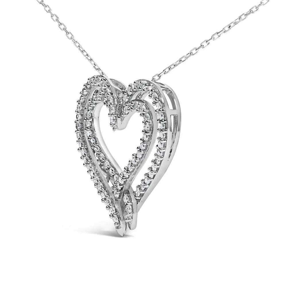 1/2 cttw natural diamond heart pendant necklace in.925 sterling silver bijoux-nyc direct