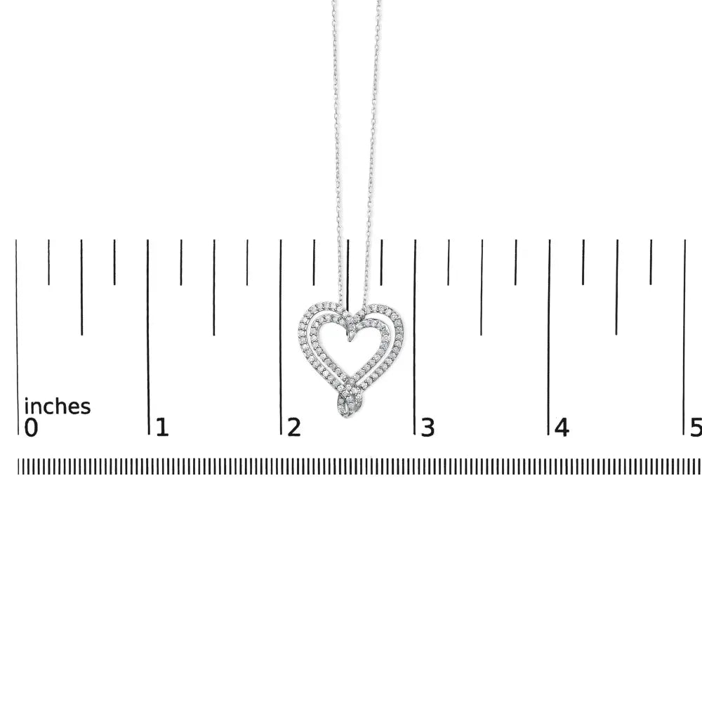 1/2 cttw natural diamond heart pendant necklace in.925 sterling silver bijoux-nyc direct