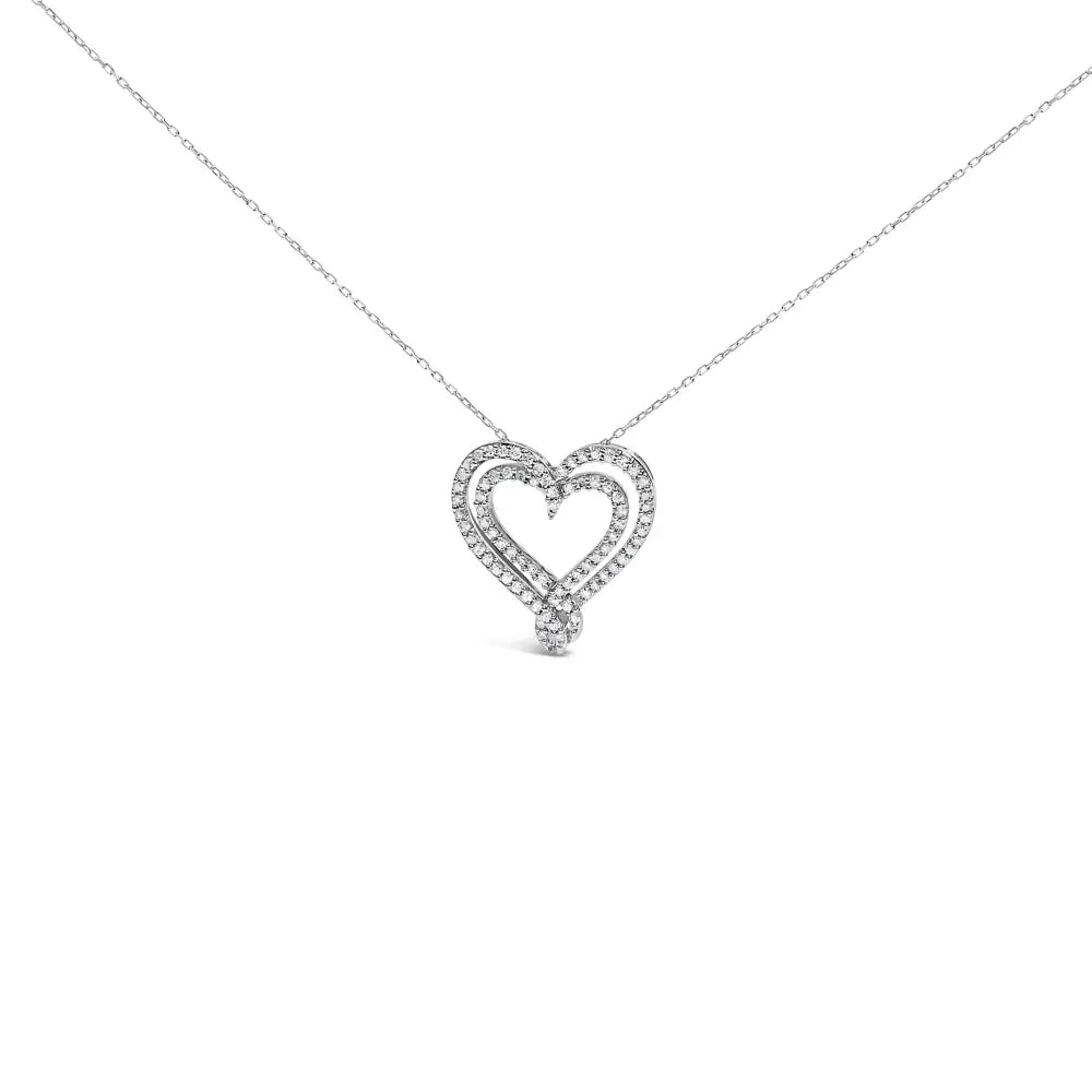 1/2 cttw natural diamond heart pendant necklace in.925 sterling silver bijoux-nyc direct