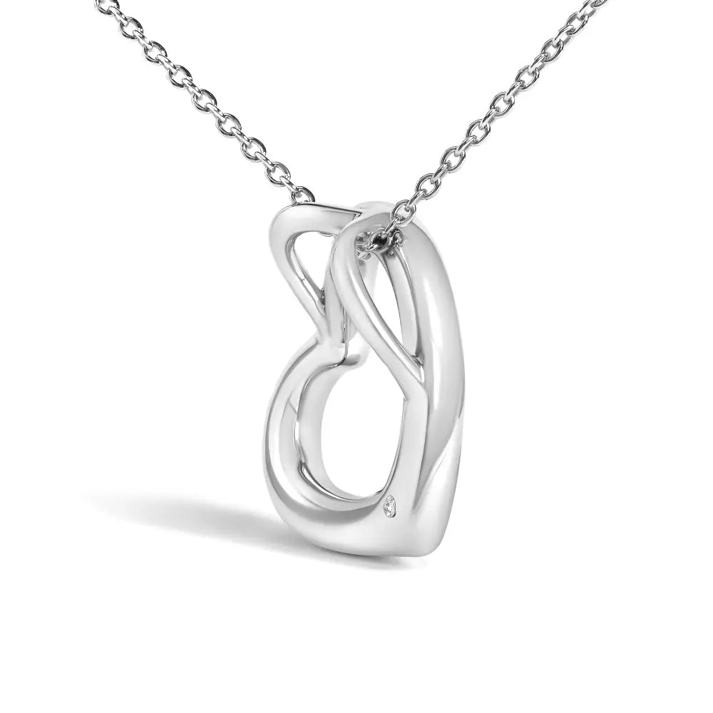 Diamond heart pendant necklace in rhodium-plated sterling silver – bezel set bijoux-nyc direct