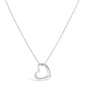Bezel-set round diamond heart pendant necklace in sterling silver – 18 inch bijoux-nyc direct