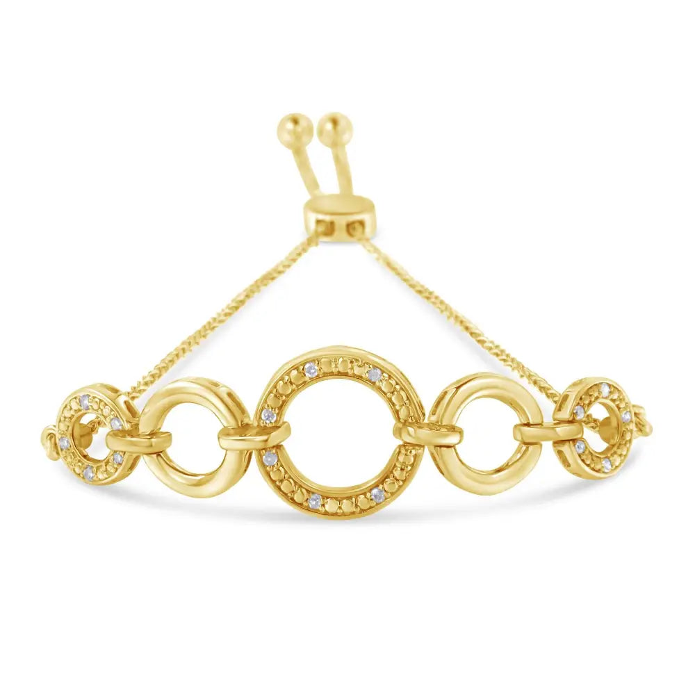 Diamond infinity bolo bracelet in gold plated sterling silver 1/10 cttw bijoux-nyc direct