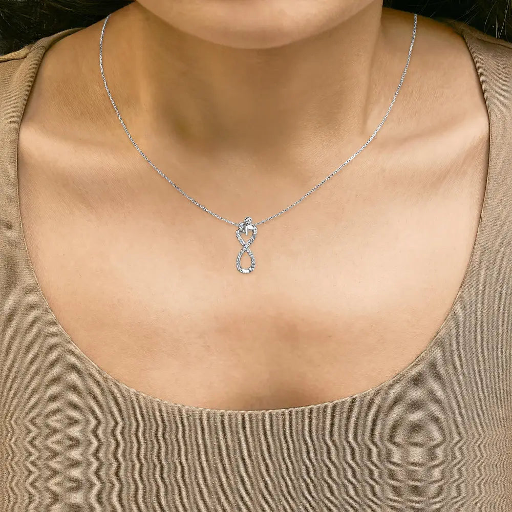 Diamond infinity pendant necklace in sterling silver – 0.25 cttw bijoux-nyc direct