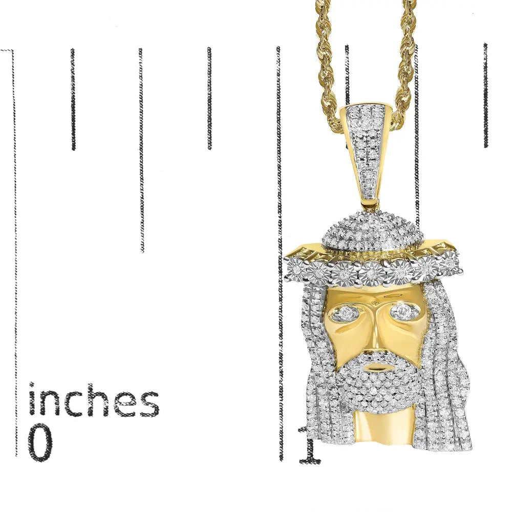 Natural diamond jesus pendant necklace in 10k yellow gold – 1 1/3 cttw bijoux-nyc direct