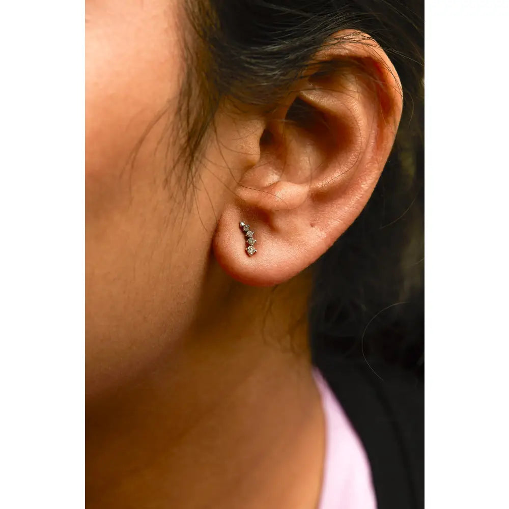 Diamond journey climber stud earrings in 10k white gold – 1/10 cttw