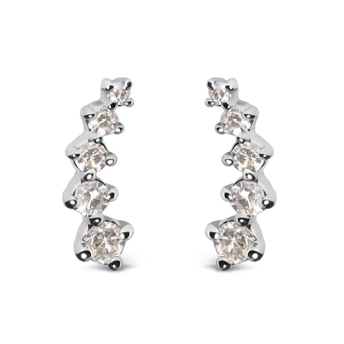 1/10 cttw diamond journey climber earrings in 10k white gold bijoux-nyc direct