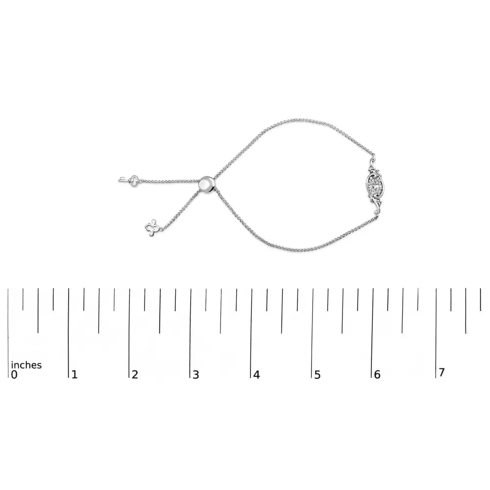 Diamond keyhole charm bolo bracelet in sterling silver 0.10 ct bijoux-nyc direct