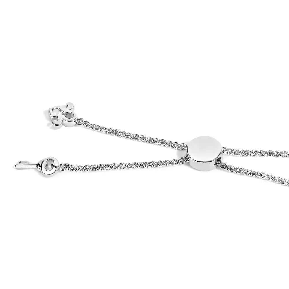 Diamond keyhole charm bolo bracelet in sterling silver 0.10 ct bijoux-nyc direct