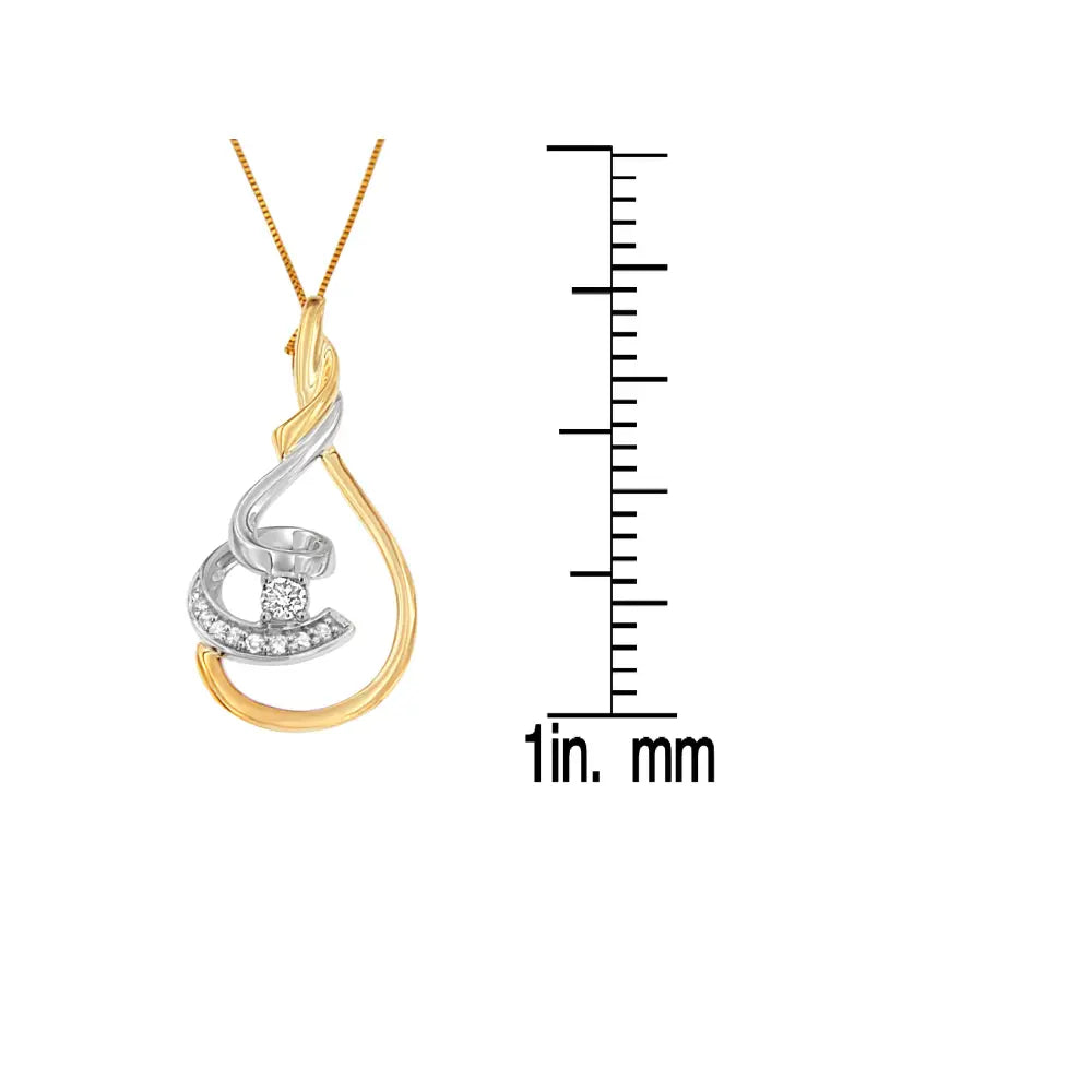 Diamond layered spiral pendant necklace in 10k two-tone gold – 1/6 cttw