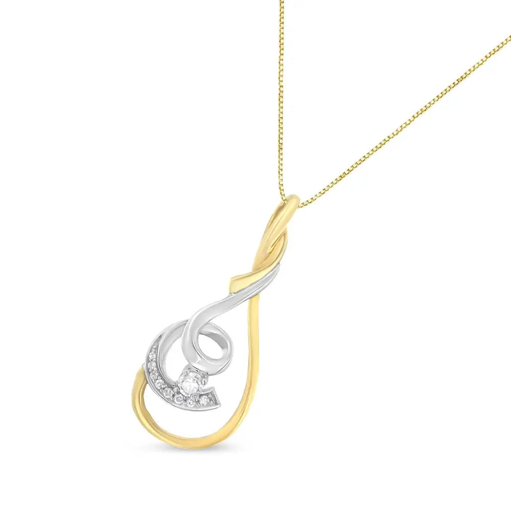 Diamond layered spiral pendant necklace in 10k two-tone gold – 1/6 cttw