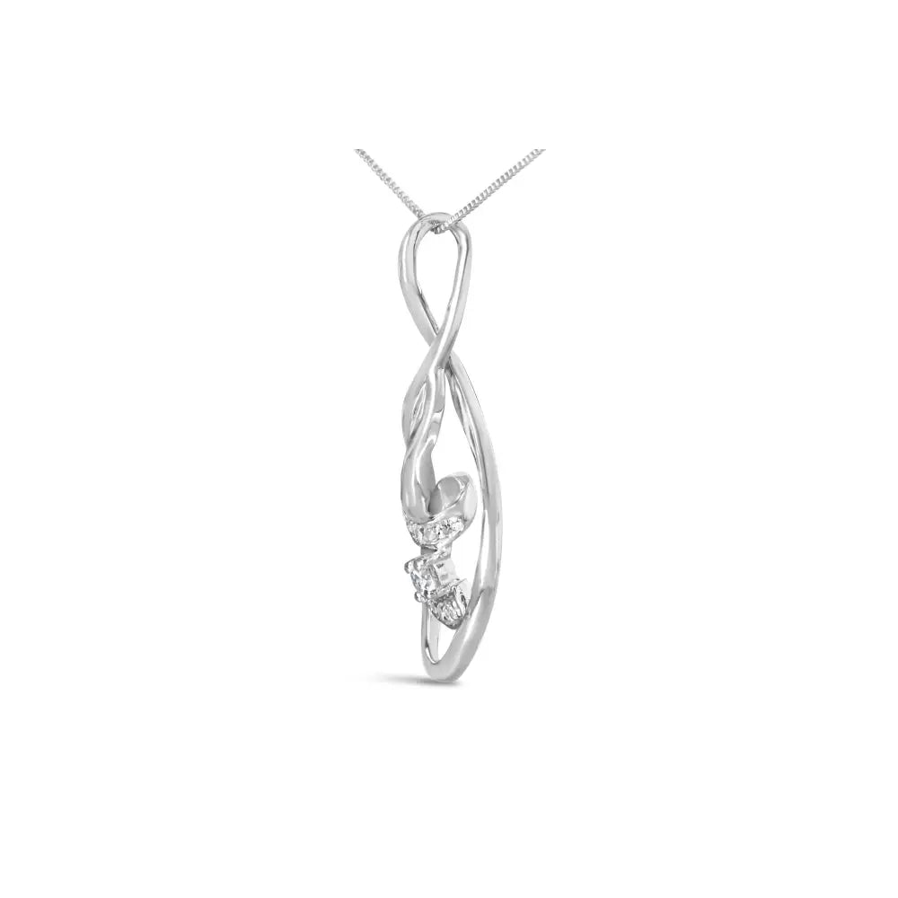 1/8 cttw diamond layered spiral pendant necklace in 10k white gold bijoux-nyc direct