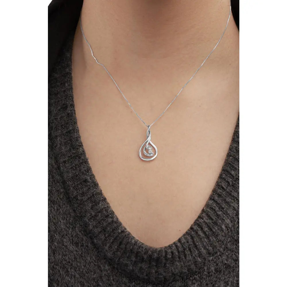 1/8 cttw diamond layered spiral pendant necklace in 10k white gold bijoux-nyc direct