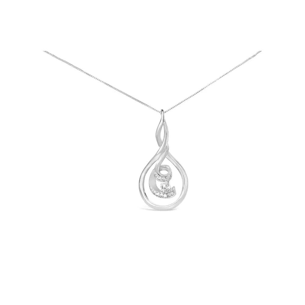 1/8 cttw diamond layered spiral pendant necklace in 10k white gold bijoux-nyc direct