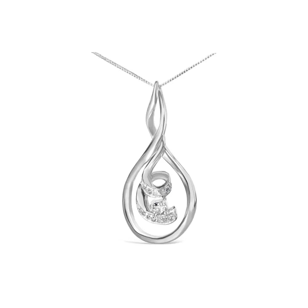 1/8 cttw diamond layered spiral pendant necklace in 10k white gold bijoux-nyc direct