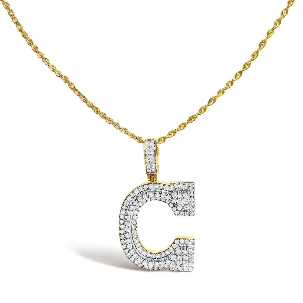 1.75 cttw diamond initial c pendant necklace in 10k yellow gold bijoux-nyc direct