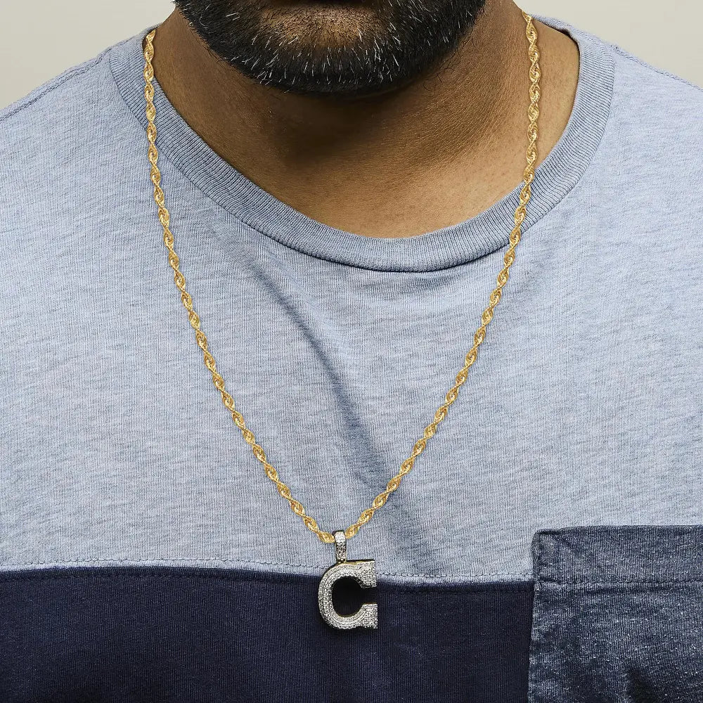 1.75 cttw diamond initial c pendant necklace in 10k yellow gold bijoux-nyc direct