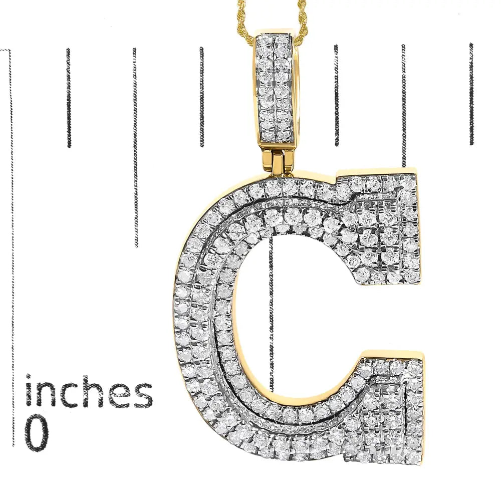 1.75 cttw diamond initial c pendant necklace in 10k yellow gold bijoux-nyc direct