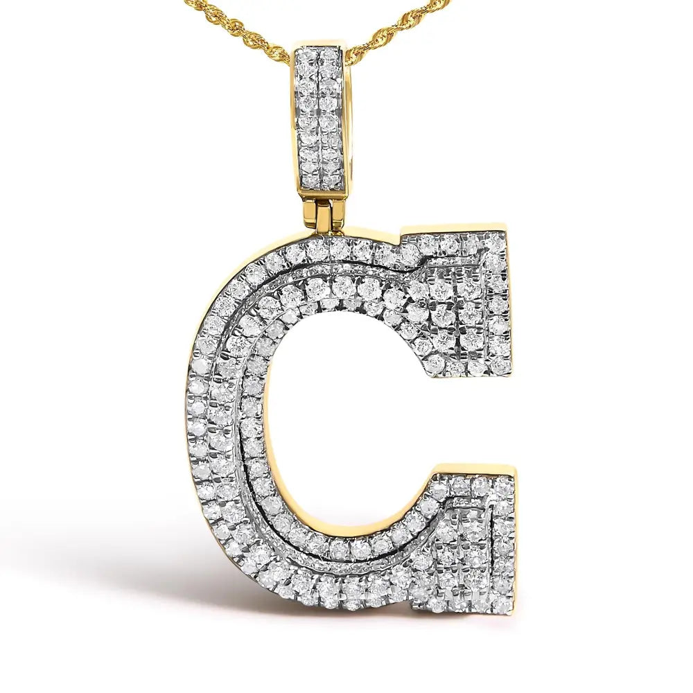 1.75 cttw diamond initial c pendant necklace in 10k yellow gold bijoux-nyc direct