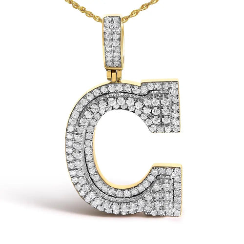 1.75 cttw diamond initial c pendant necklace in 10k yellow gold bijoux-nyc direct