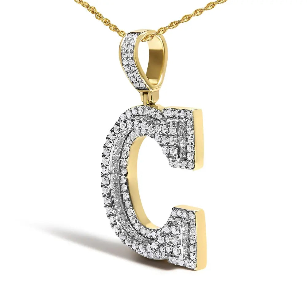 1.75 cttw diamond initial c pendant necklace in 10k yellow gold bijoux-nyc direct