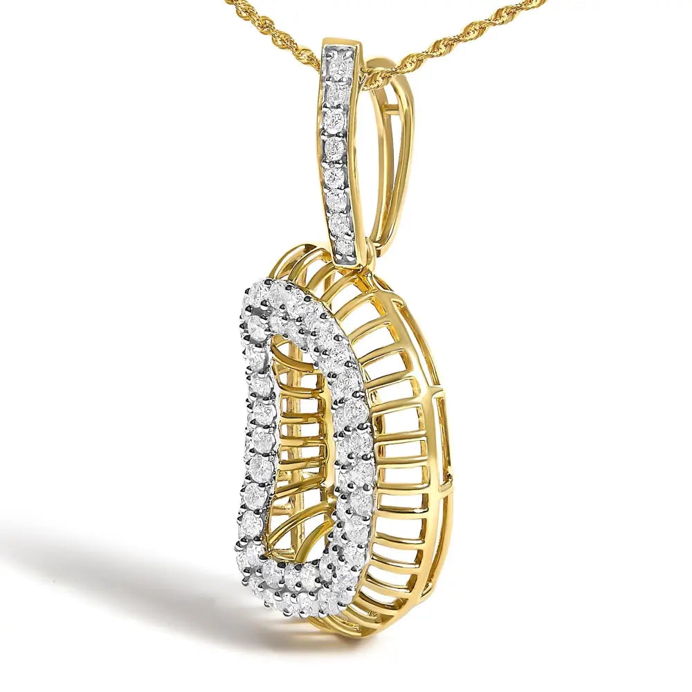 10k yellow gold diamond initial d pendant necklace 1 1/5 cttw bijoux-nyc direct