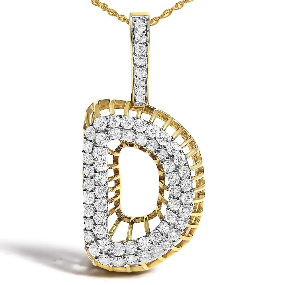 10k yellow gold diamond initial d pendant necklace 1 1/5 cttw bijoux-nyc direct