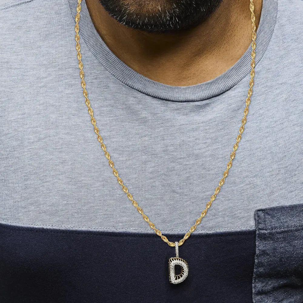 10k yellow gold diamond initial d pendant necklace 1 1/5 cttw bijoux-nyc direct