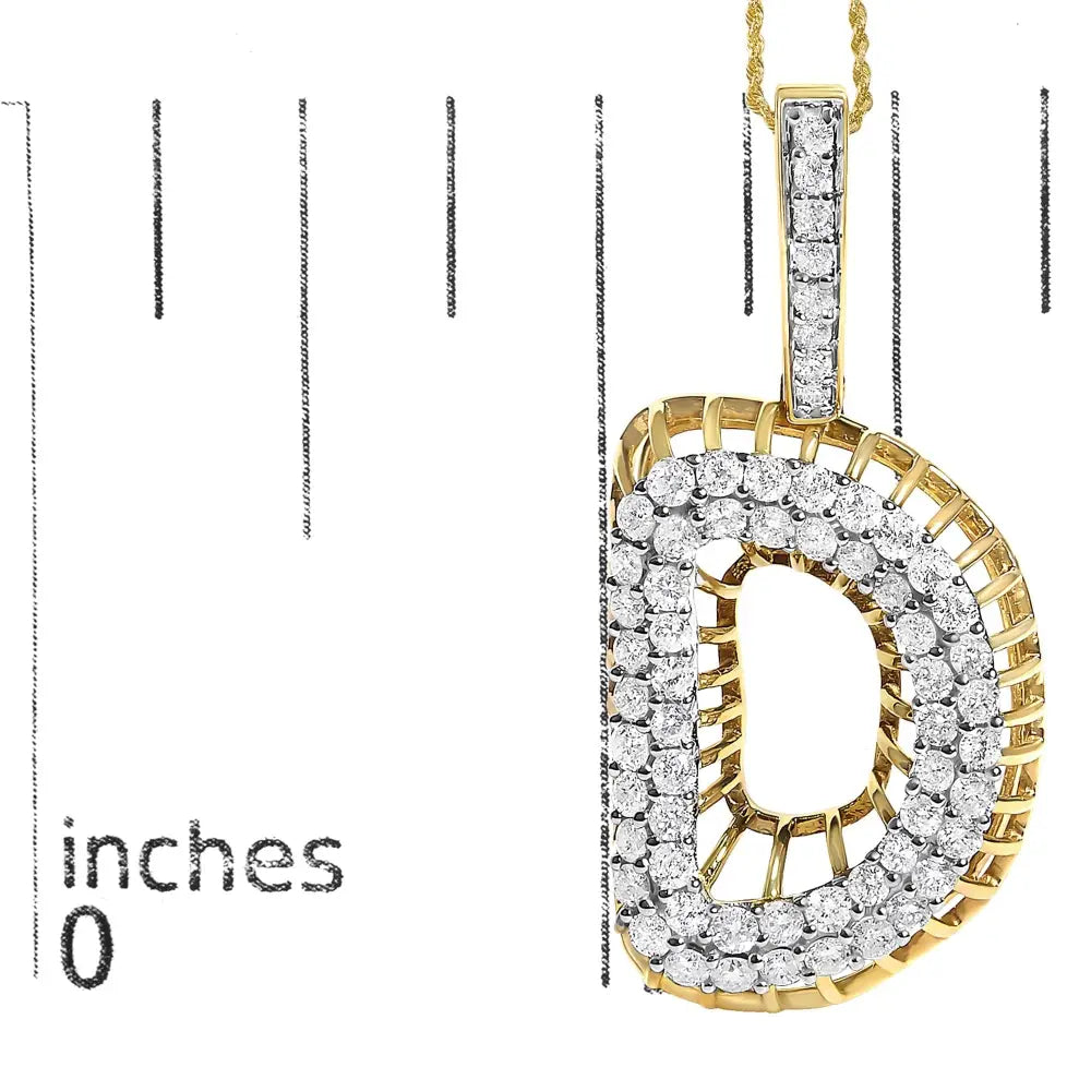 10k yellow gold diamond initial d pendant necklace 1 1/5 cttw bijoux-nyc direct