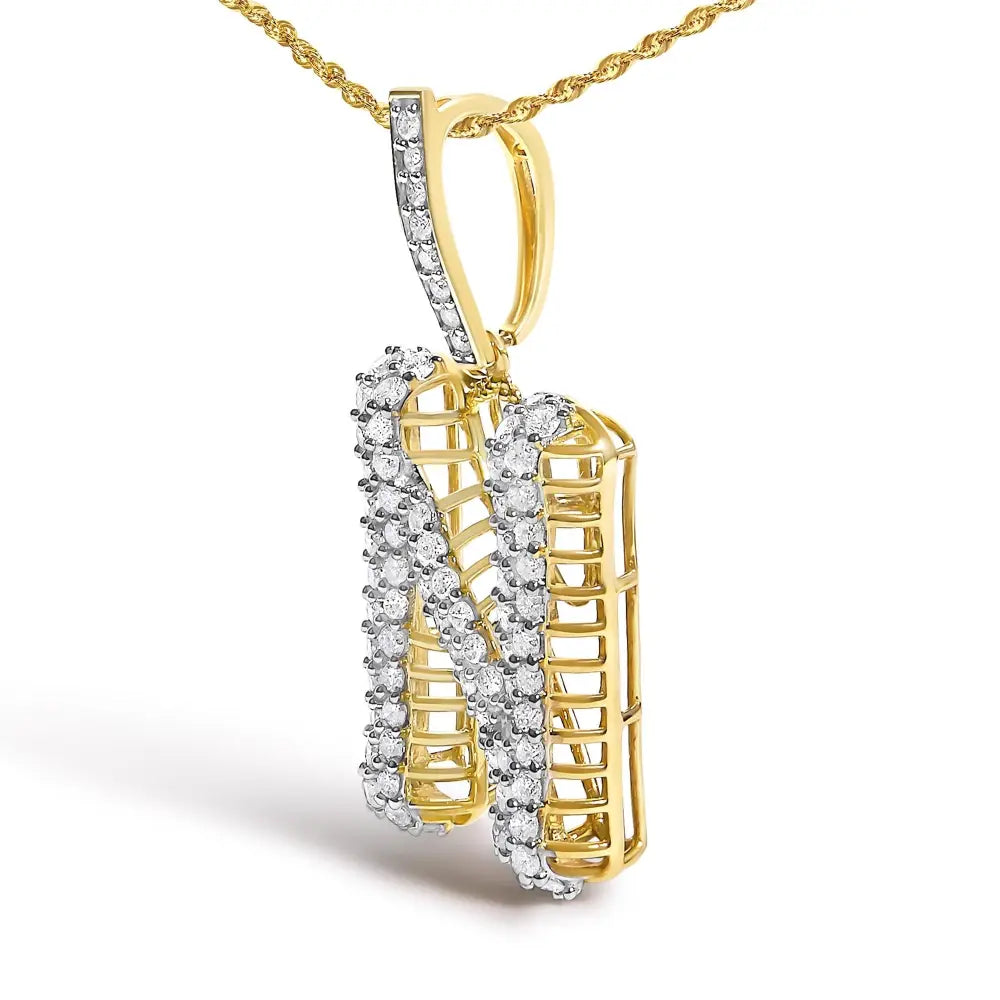 1 1/2 cttw diamond letter n initial pendant necklace in 10k yellow gold bijoux-nyc direct