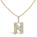 1 1/2 cttw diamond letter n initial pendant necklace in 10k yellow gold bijoux-nyc direct