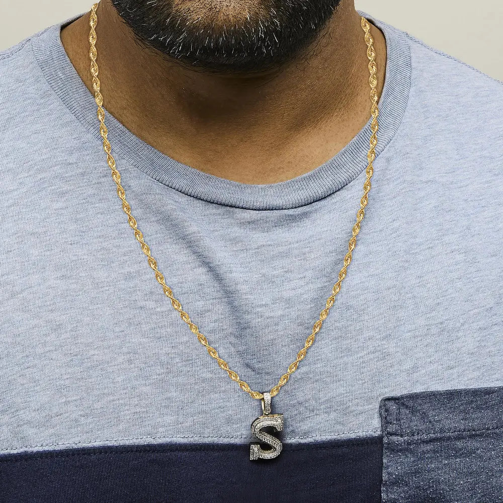 Diamond initial s pendant necklace in 10k yellow gold 1 5/8 cttw bijoux-nyc direct